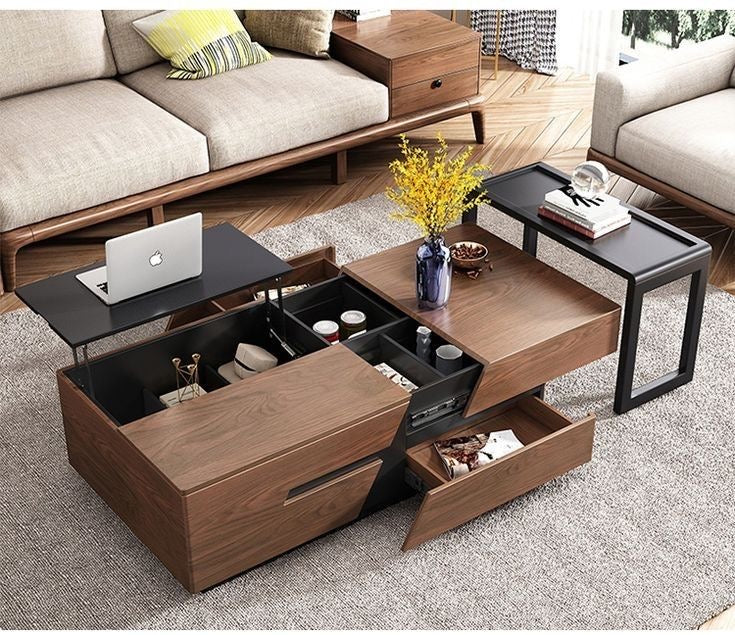 Rectangular Table TA56 | Brown & Black | 120 × 70 × 40 cm – MDF