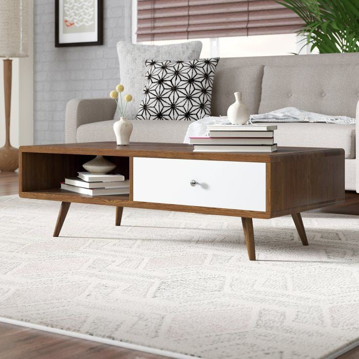 Rectangular Table TA7 | Brown & White | 100 × 50 × 40 cm – MDF