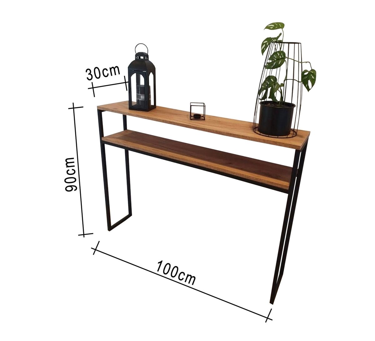 Modern Console KT104 Black × Brown 100 × 30 × 90 cm – Steel × Marble