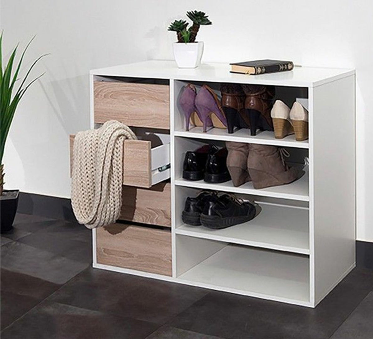 Unique Shoe Cabinet White & Beige 40 × 100 cm – SU135