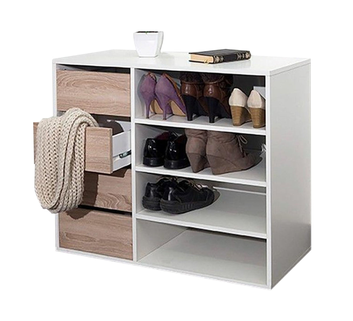 Unique Shoe Cabinet White & Beige 40 × 100 cm – SU135
