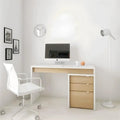 Wooden & White Compact Desk – 120 × 40 × 75 cm | DE25