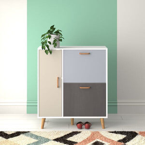 Modern white and grey shoe cabinet