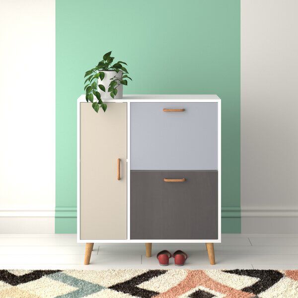 Modern white and grey shoe cabinet