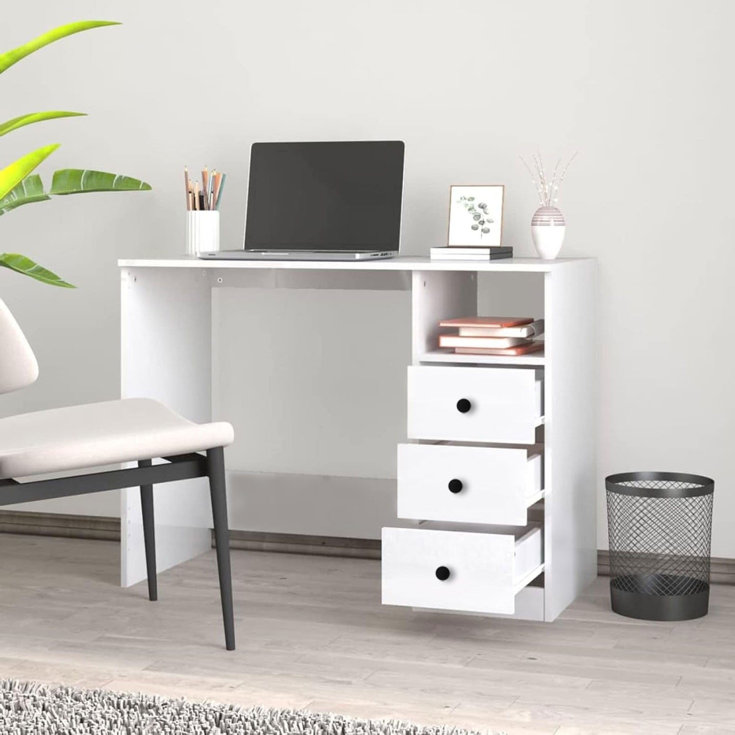 Modern Ultra-Slim Executive Desk – 110 × 40 cm | DE54
