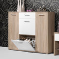 MDF Shoe Cabinet – White & Wood | SU17 | 120 × 40 × 100 cm