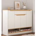 MDF Shoe Cabinet – White & Wood | SU20 | 140 × 40 × 100 cm