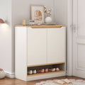 MDF Shoe Cabinet – White & Wood | SU22 | 80 × 40 × 100 cm