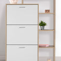 MDF Shoe Cabinet – White & Wood | SU3 | 90 × 40 × 130 cm