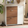 MDF Shoe Cabinet – White & Wood | SU52 | 90 × 40 × 100 cm