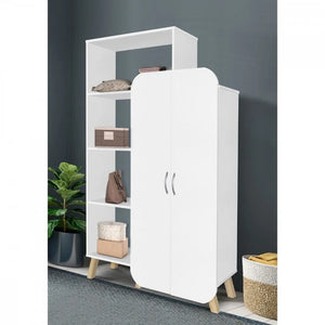 White MDF shoe cabinet, 100 by 40 by 160 cm