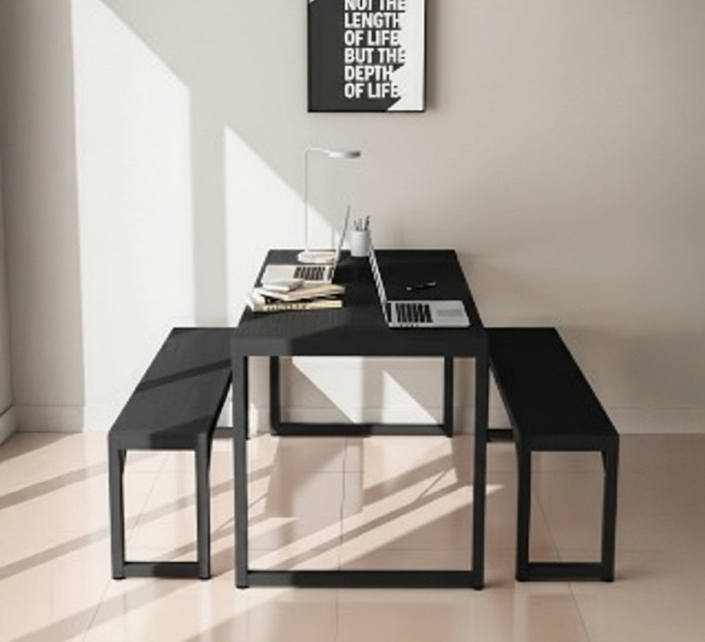 طقم طاولة مودرن SF102 أسود 120×80 سم – معدن × MDF