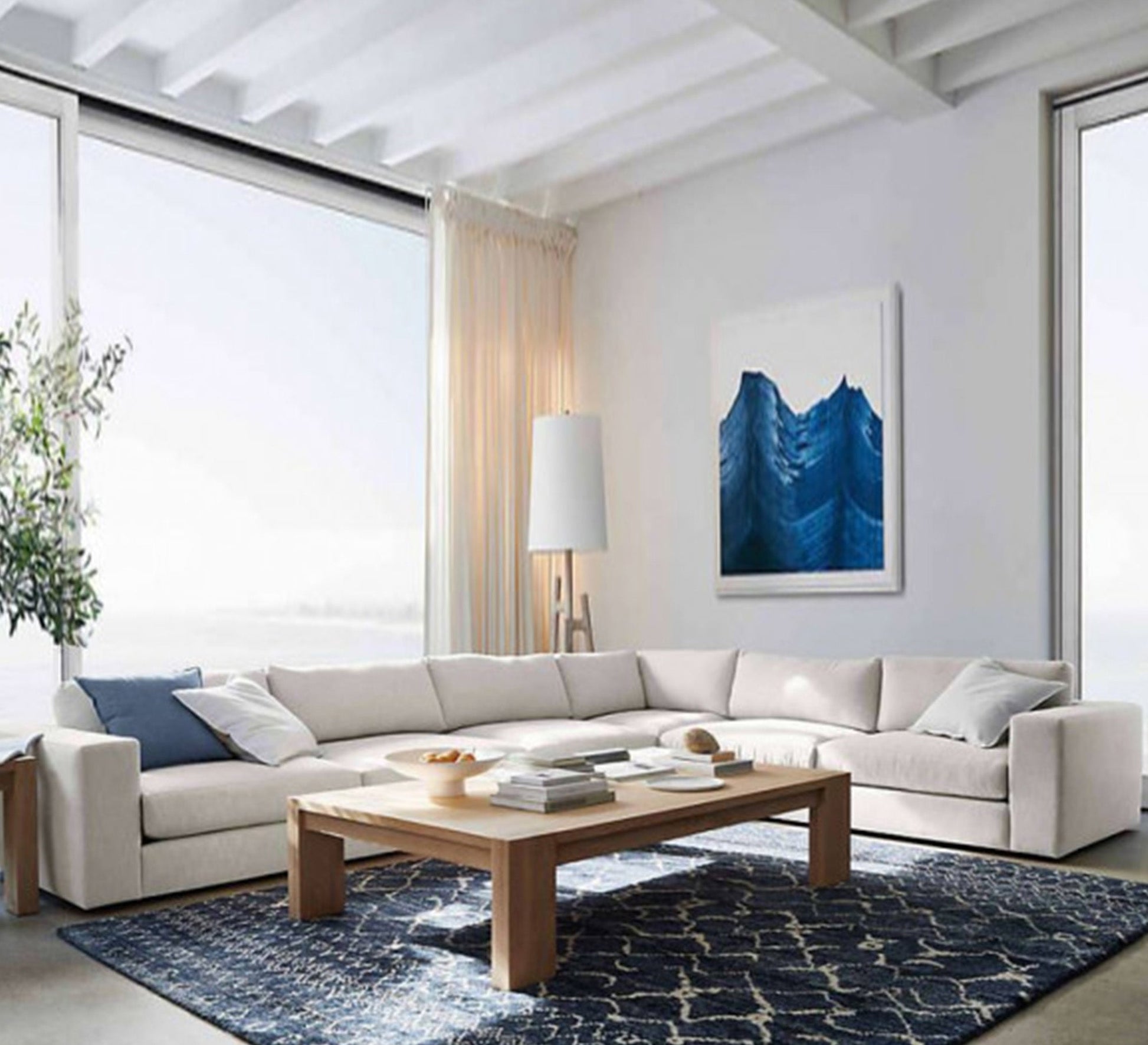 ركنة حرف L RA107 أوف وايت 380×280 سم – خشب زان