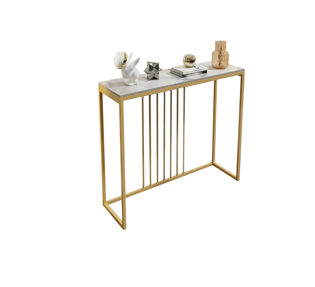 كونسول مودرن KT109 أبيض × ذهبي 110×35×90 سم – استيل × رخام