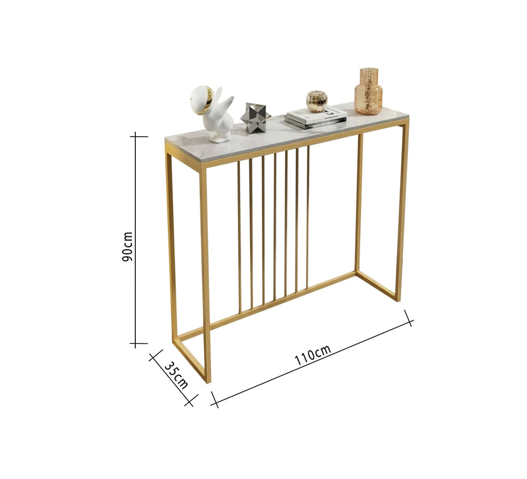 كونسول مودرن KT109 أبيض × ذهبي 110×35×90 سم – استيل × رخام