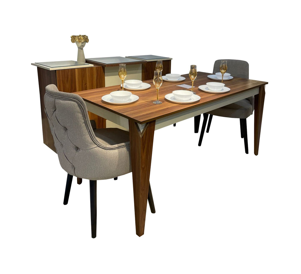 غرفة سفرة مودرن SF108 بني × أبيض 160×90 سم – خشب MDF