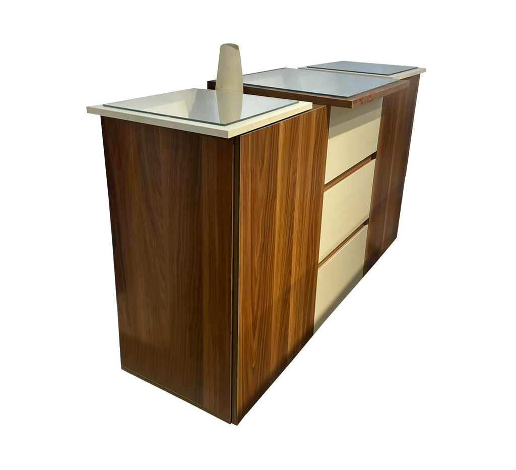 غرفة سفرة مودرن SF108 بني × أبيض 160×90 سم – خشب MDF