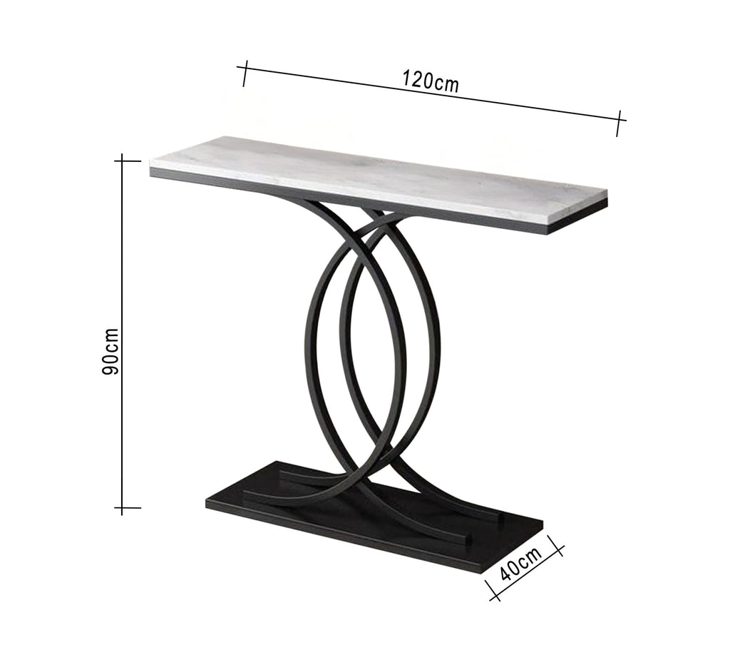 كونسول مودرن KT110 أسود × رخام أبيض 120×40×90 سم – حديد مطلي