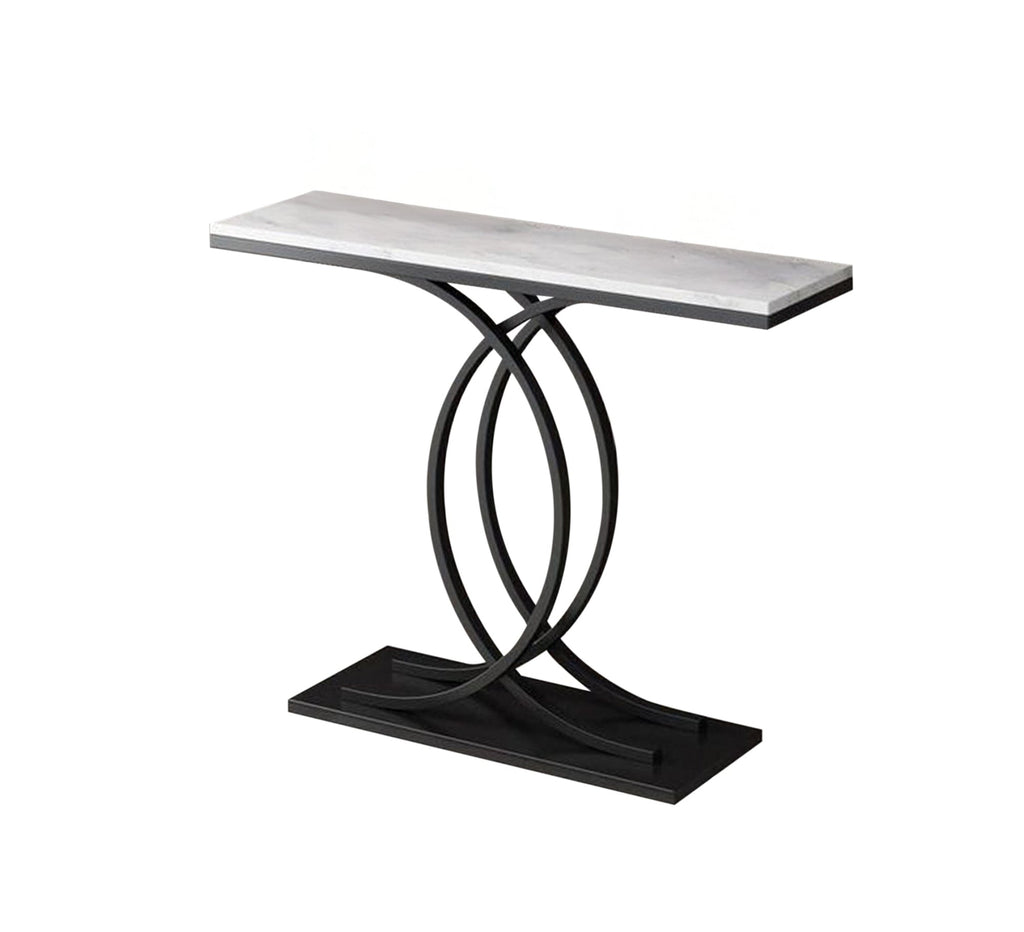 كونسول مودرن KT110 أسود × رخام أبيض 120×40×90 سم – حديد مطلي