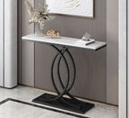 كونسول مودرن KT110 أسود × رخام أبيض 120×40×90 سم – حديد مطلي