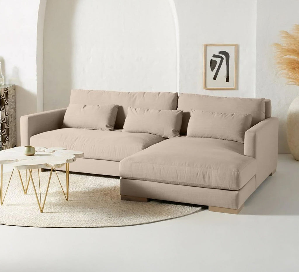 ركنة حرف L RA111 بيج 220×150 سم – قطيفة روك