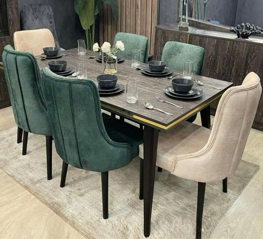 غرفة سفرة كلاسيك مودرن SF105 أخضر زيتوني 180×90 سم – خشب زان طبيعي