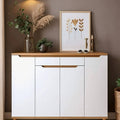 MDF Shoe Cabinet – White & Wood | SU1 | 140 × 40 × 100 cm