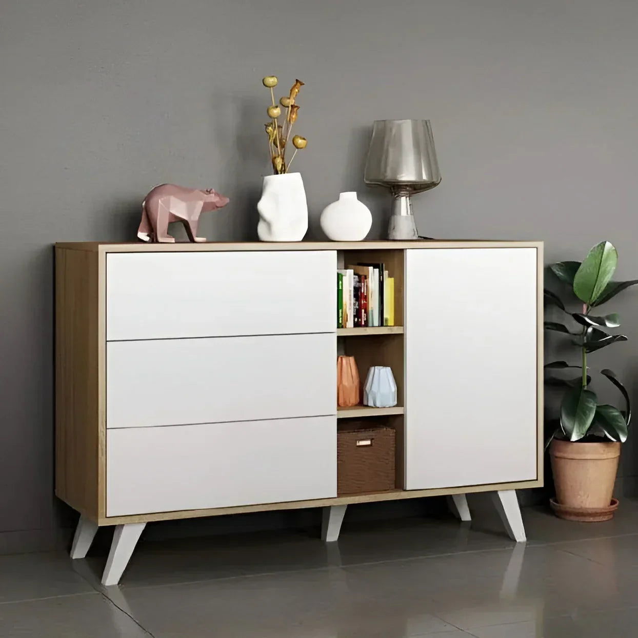 Buffet | Wood & White | 120 × 40 × 90 cm | BT48