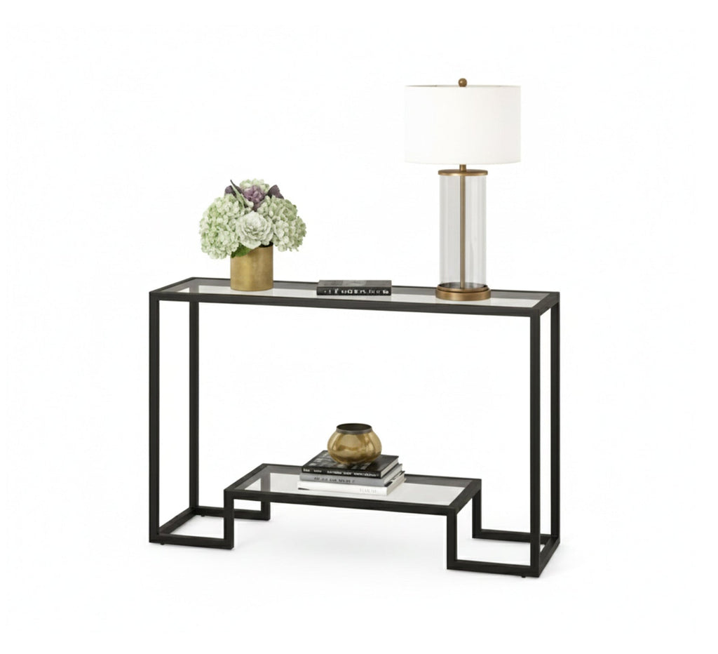 كونسول مودرن KT106 أسود 100×30×90 سم – معدن × زجاج