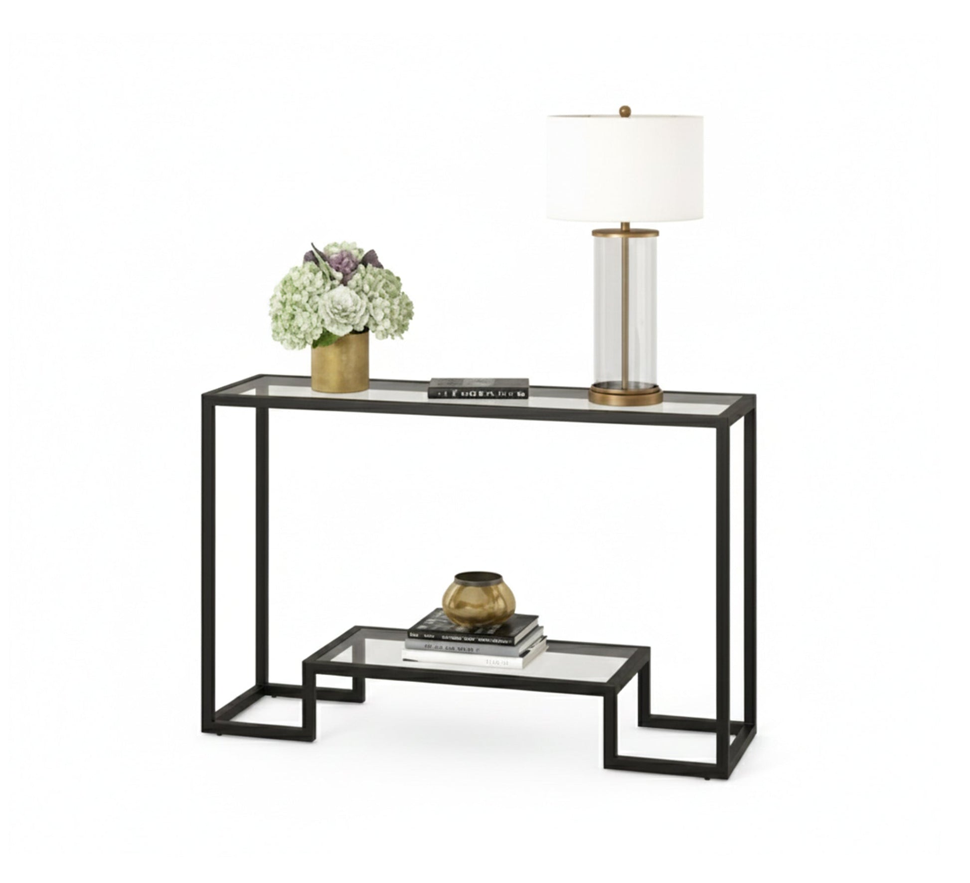 كونسول مودرن KT106 أسود 100×30×90 سم – معدن × زجاج