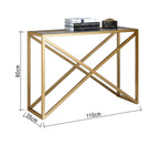 كونسول مودرن KT114 ذهبي 110×35×90 سم – معدن × زجاج