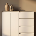 Off-white shoe cabinet su390 with two tall doors and four horizontal storage fronts