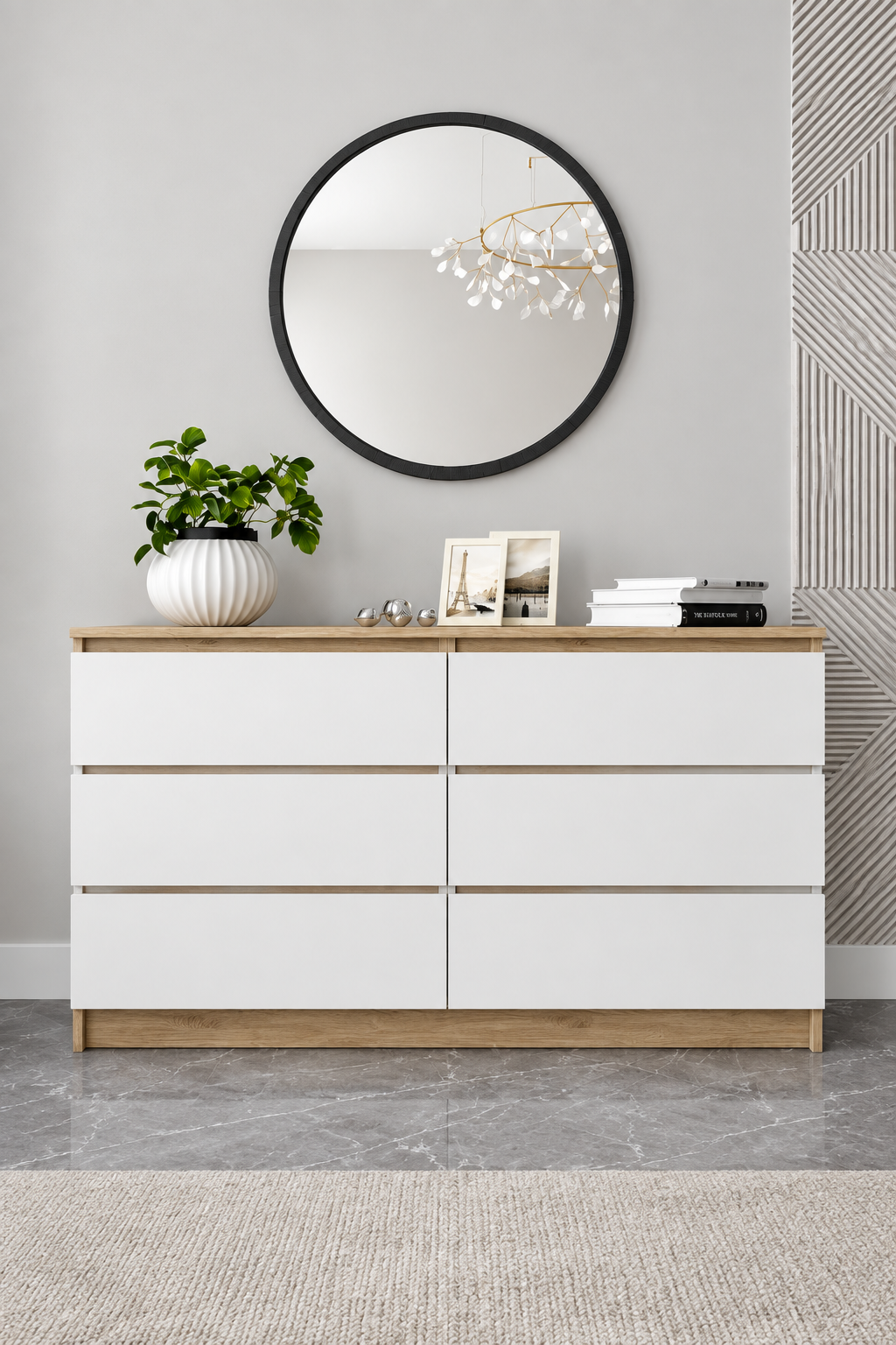 DR41 enhanced original photo of white six-drawer chest