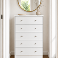 DR40 enhanced original photo of white five-drawer chest