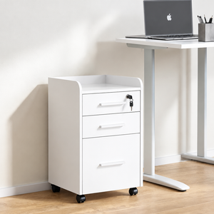 DR30 white three-drawer wheeled cabinet