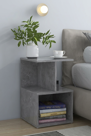 Grey nightstand co33 with open storage