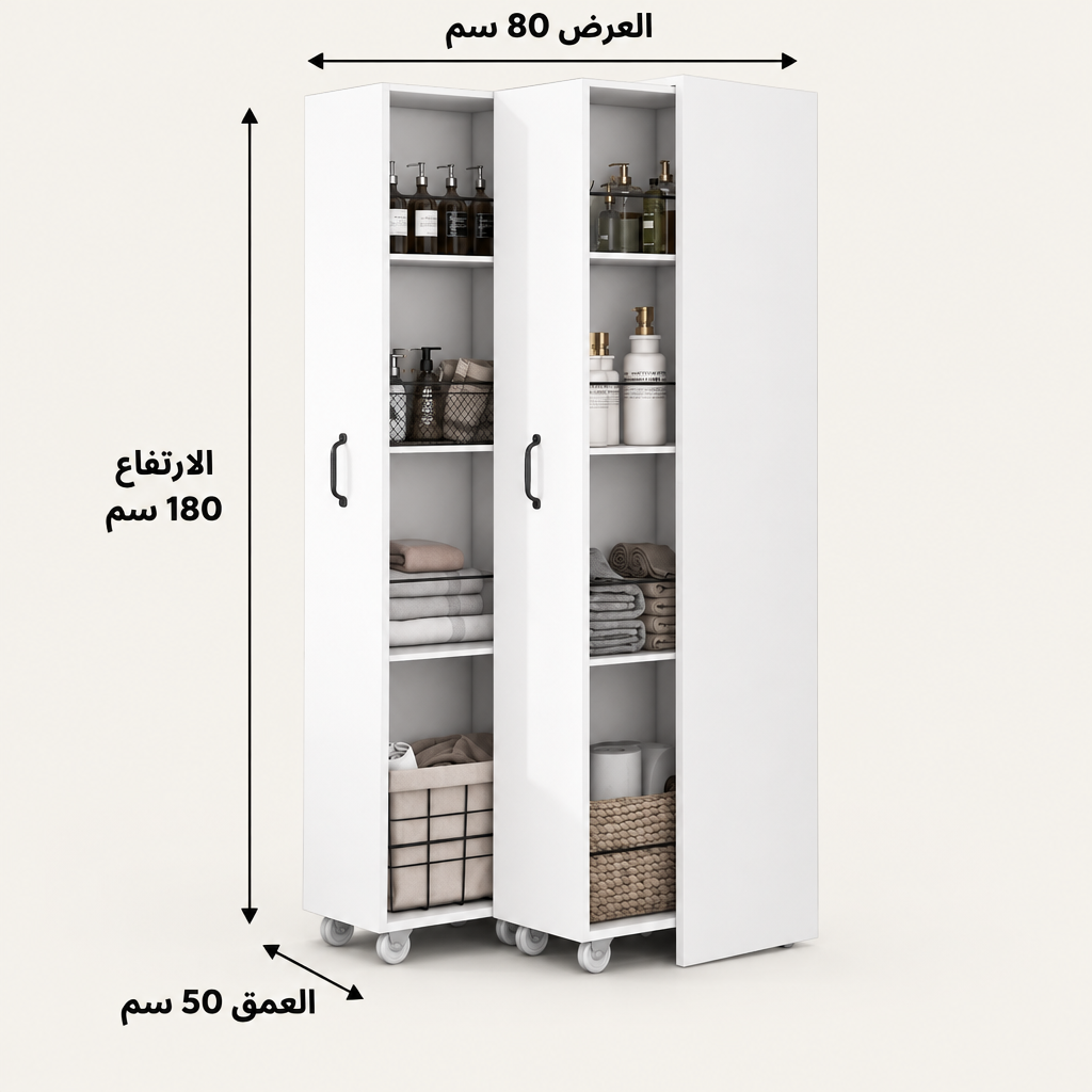 مقاسات وحدة الحمام BU36: العرض 80 سم والارتفاع 180 سم والعمق 50 سم