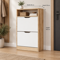 Modern natural wood and white shoe cabinet, width 60 cm, depth 30 cm, height 100 cm