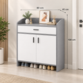 Modern light grey and white shoe cabinet, width 80 cm, depth 40 cm, height 100 cm