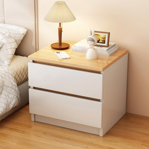 White and wood-effect two-drawer nightstand co45