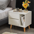 White nightstand co41 with two drawers and open book compartment