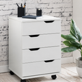 DR24 white four-drawer wheeled cabinet
