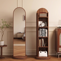 Brown arched full-length mirror storage unit su1003 front and rear views