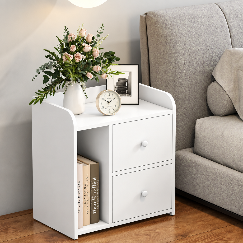 DR45 enhanced original photo of two-drawer bedside unit