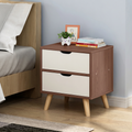 Brown and cream nightstand co34 with two drawers