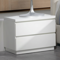 White handle-free two-drawer nightstand co40