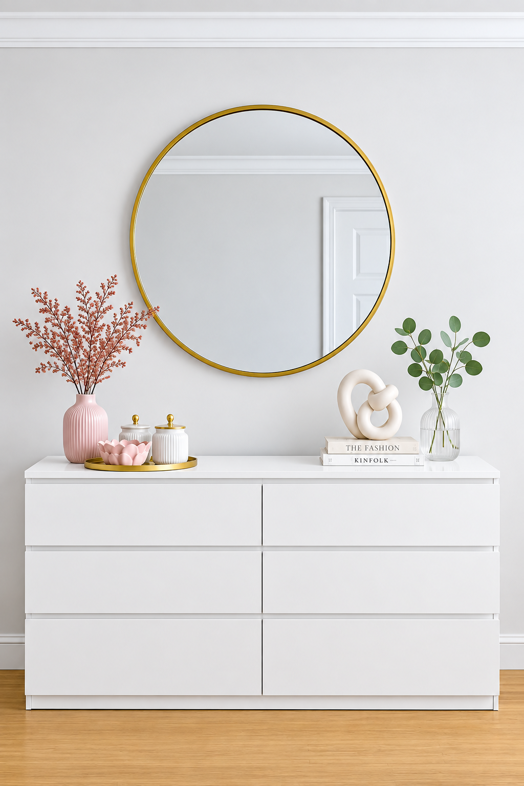 DR49 enhanced original photo of white six-drawer dresser