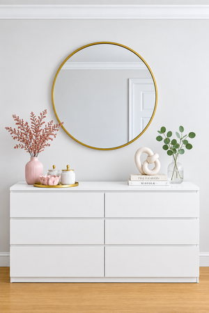 DR49 enhanced original photo of white six-drawer dresser