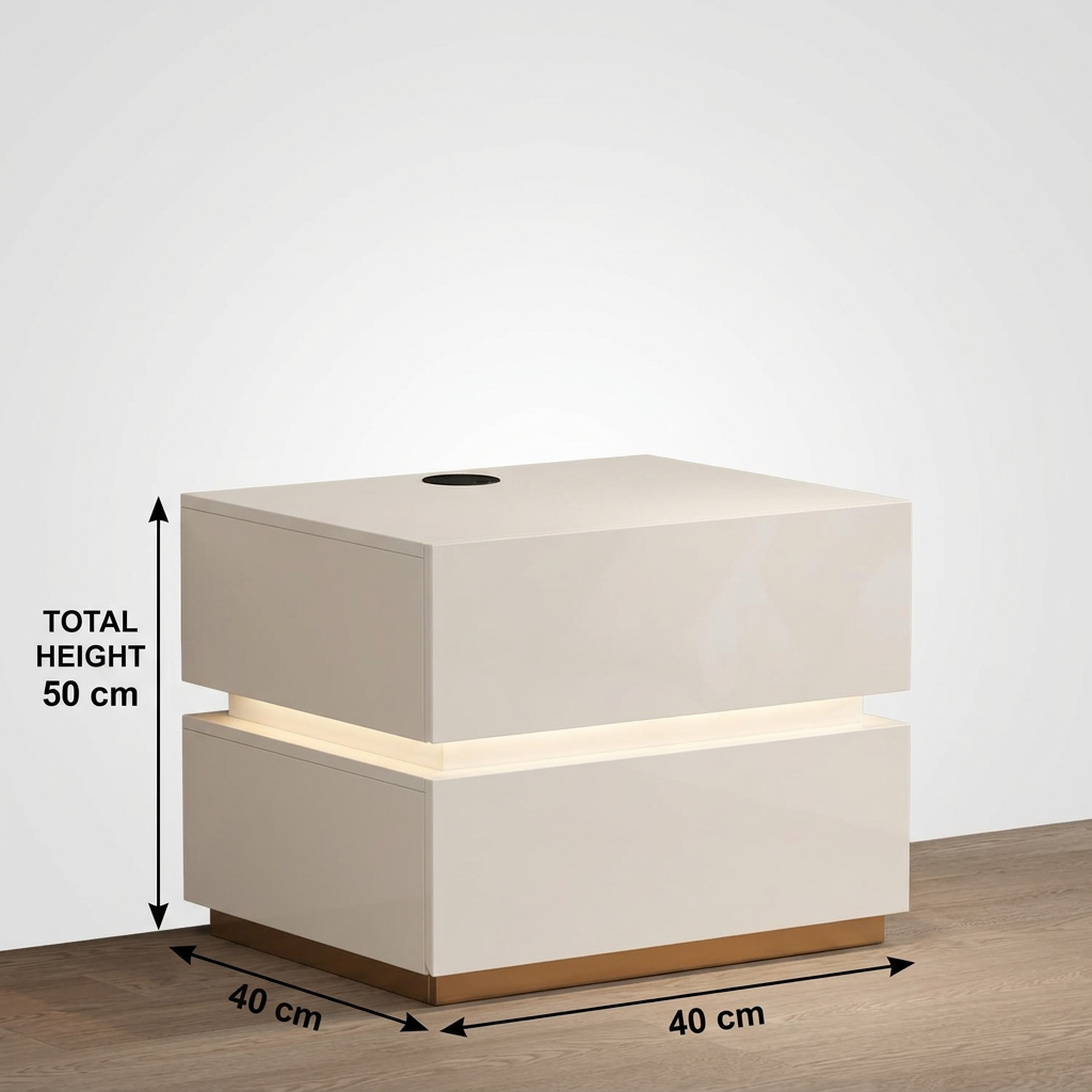 Nightstand co35 dimensions: width 40 cm, depth 40 cm, total height 50 cm