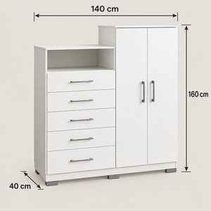 DR42 dimensions: width 140 cm, height 160 cm, depth 40 cm